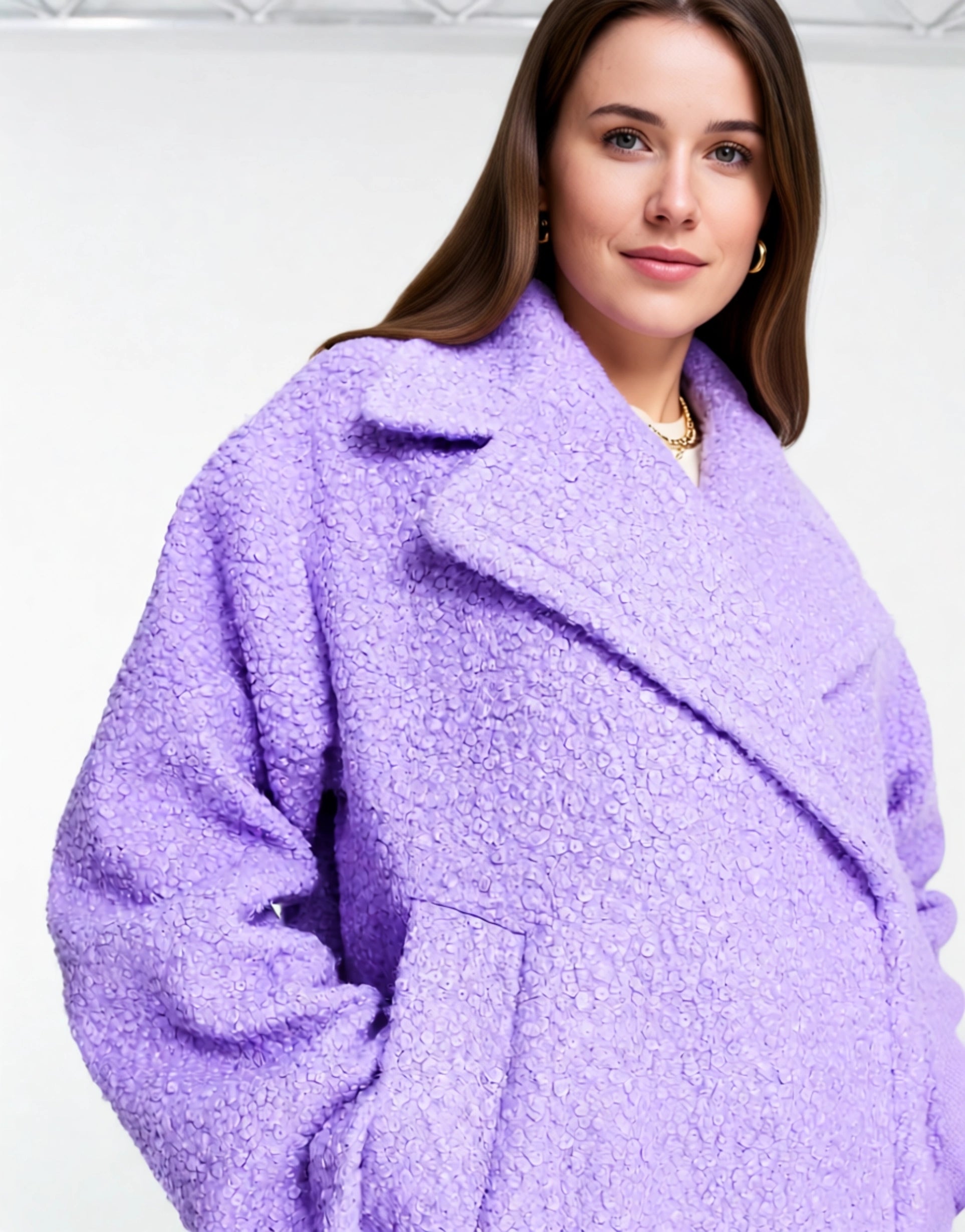 Monki Womens Boucle Jacket In Purple