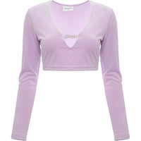 Juicy Couture Women's Lilac Co-Ord Bar Detail V Neck Crop Top