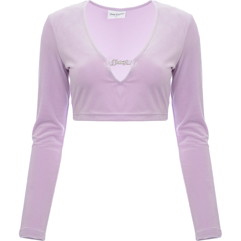 Juicy Couture Women's Lilac Co-Ord Bar Detail V Neck Crop Top