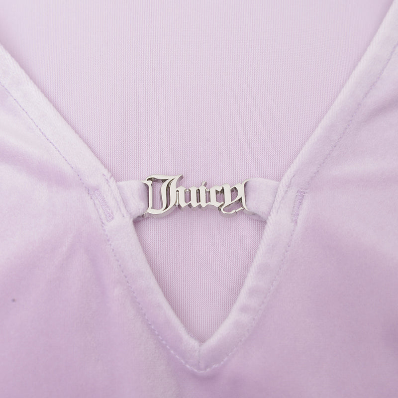 Juicy Couture Women's Lilac Co-Ord Bar Detail V Neck Crop Top