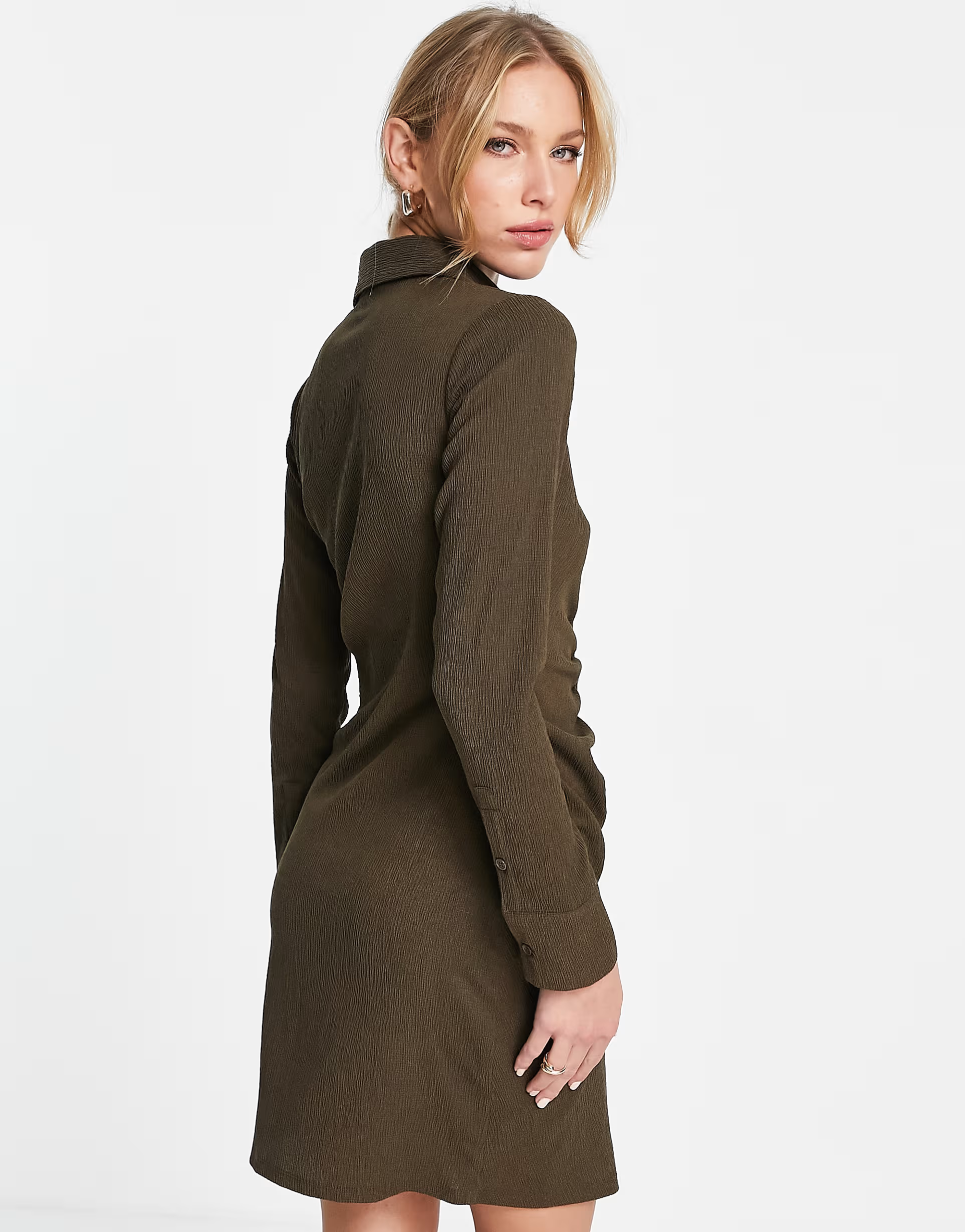 Envii ruched shirt dress in midnight brown