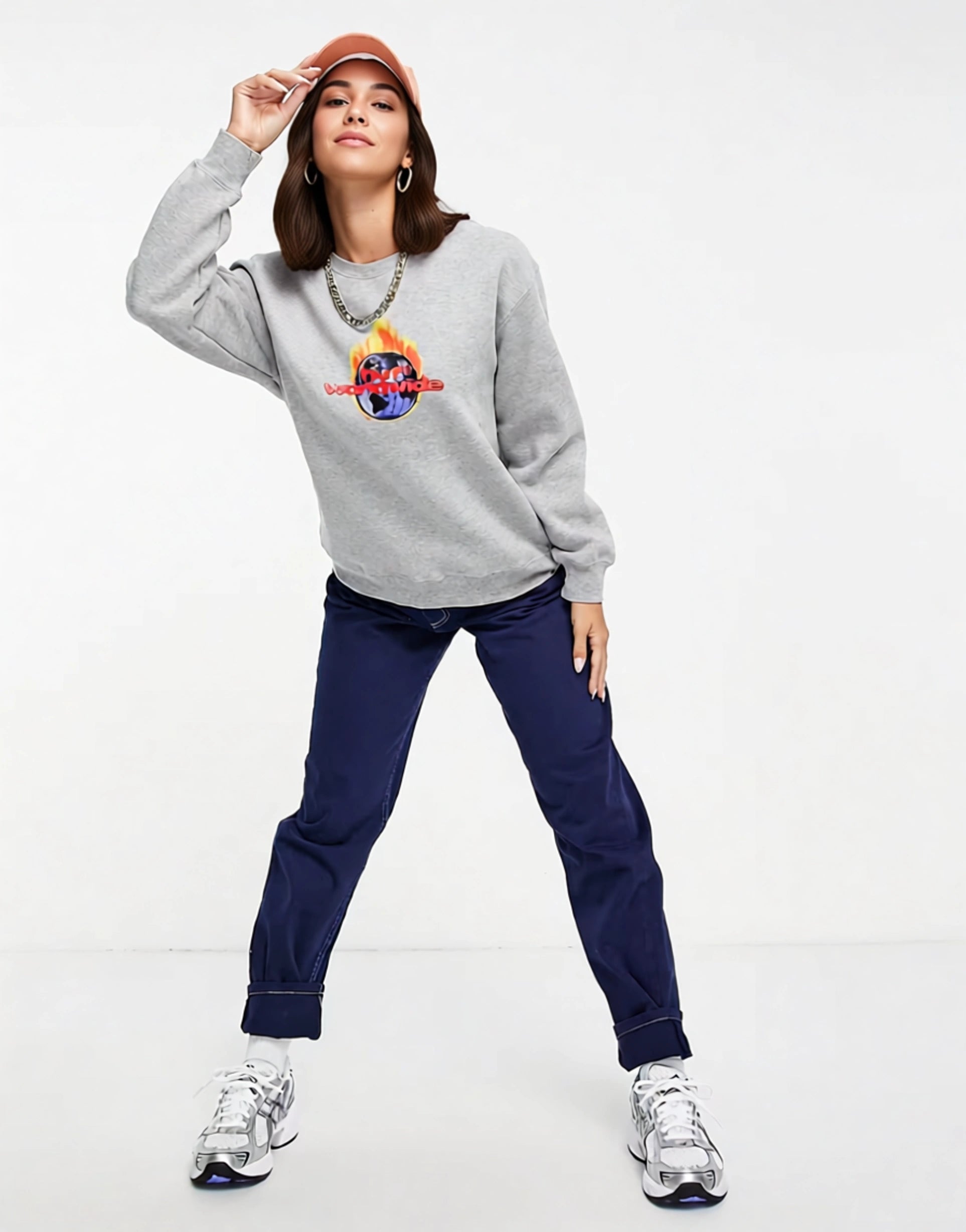 Huf Womens Relaxed Sweatshirt With Fire Logo