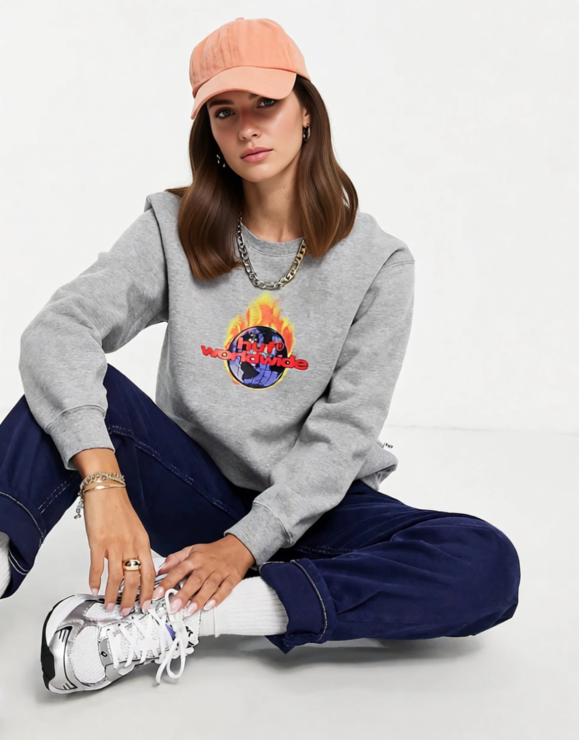 Huf Womens Relaxed Sweatshirt With Fire Logo