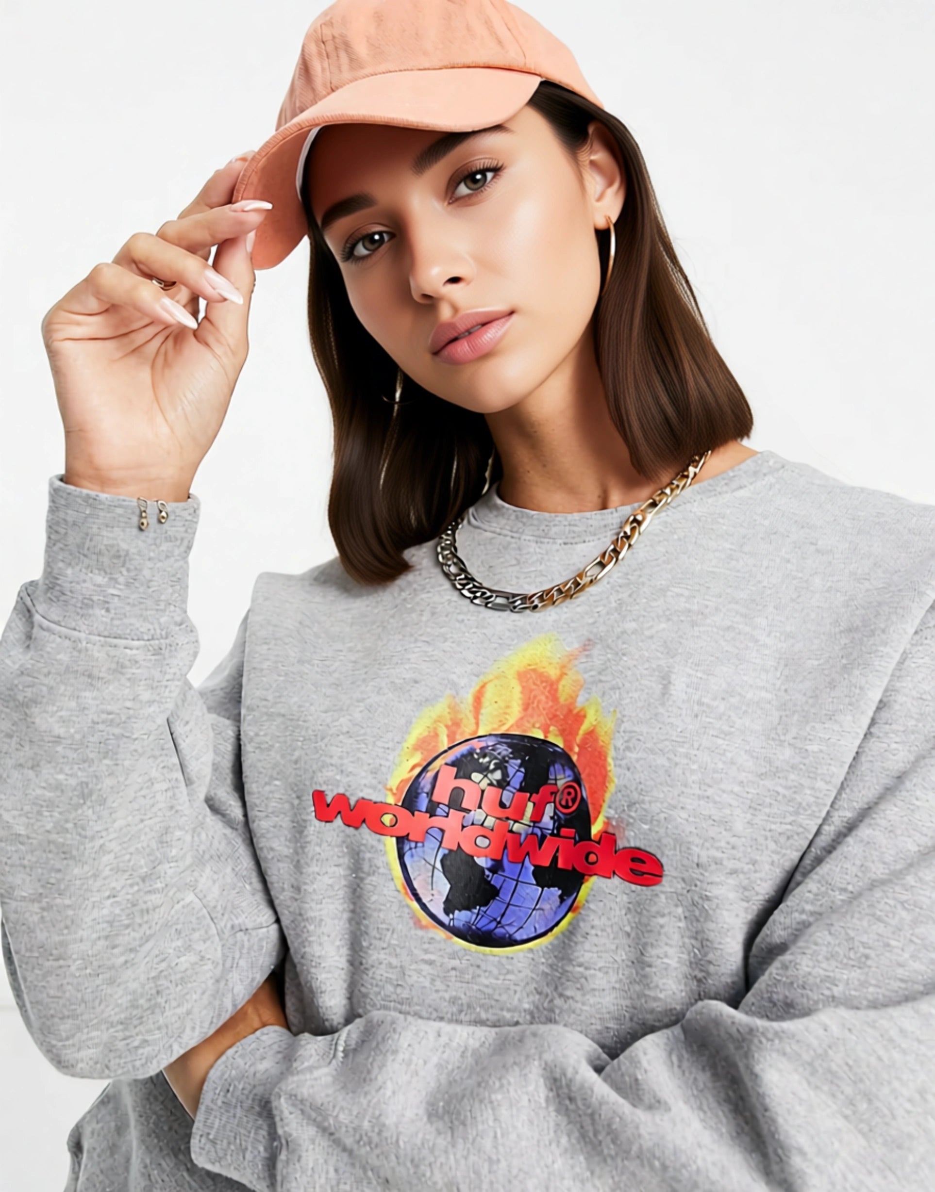 Huf Womens Relaxed Sweatshirt With Fire Logo