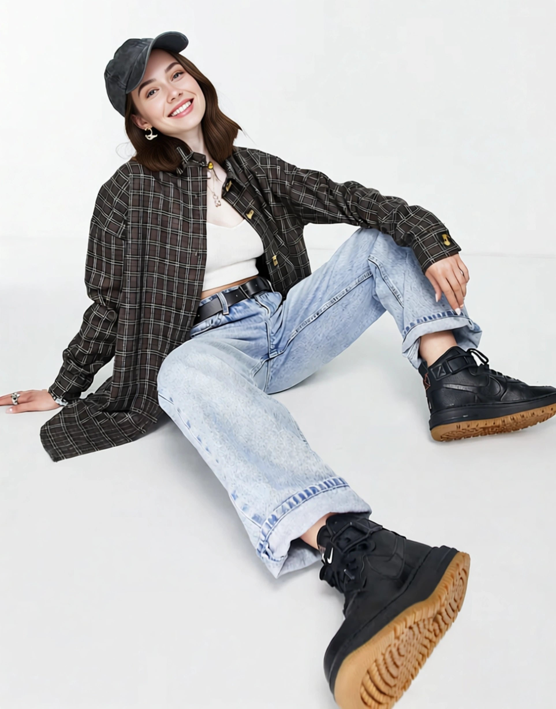 Heartbreak Womens Oversized Shacket in Monochrome Check In Multi