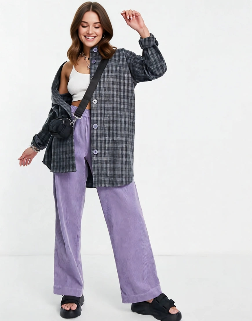 Heartbreak Womens Oversized Shacket in Blue Check