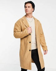Mens New Look Relaxed Overcoat In Camel