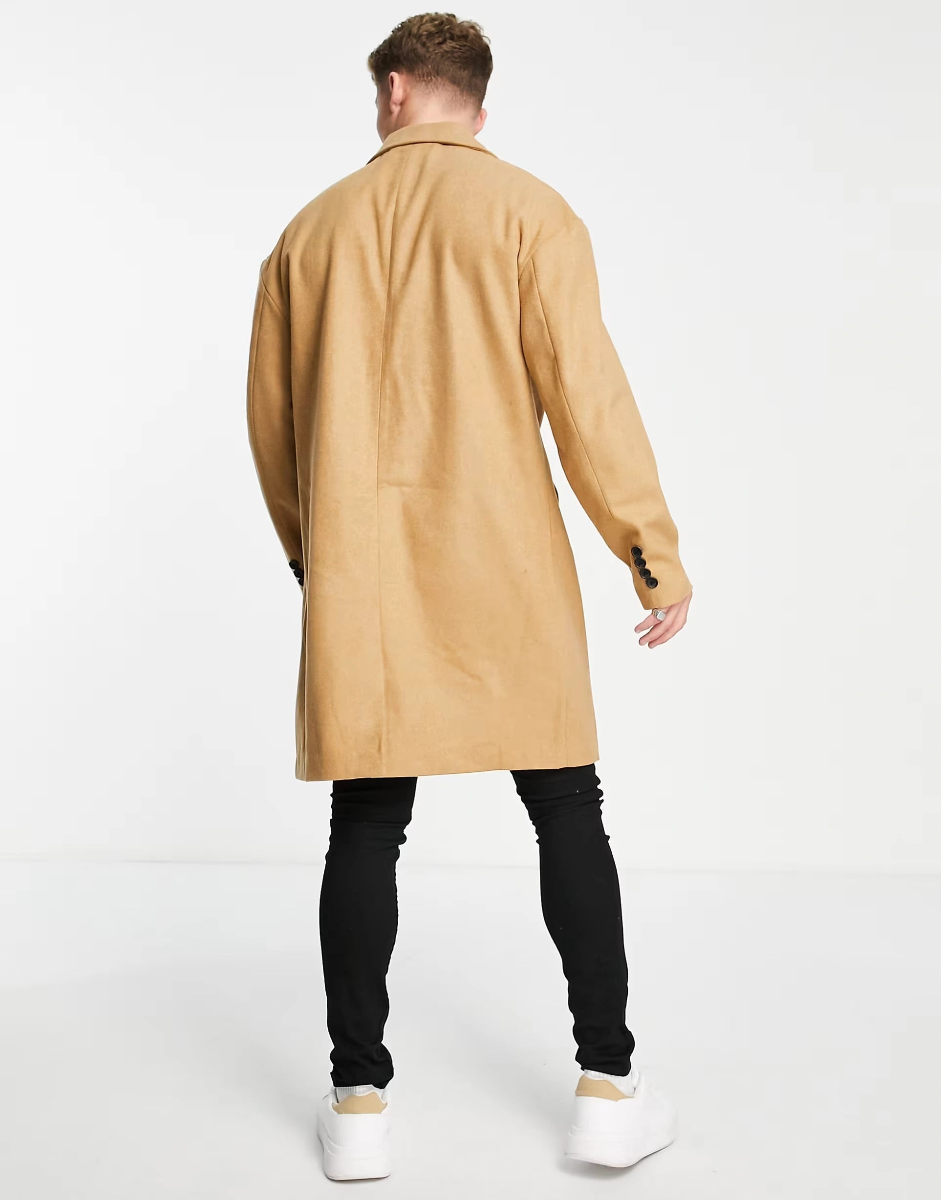 Mens New Look Relaxed Overcoat In Camel