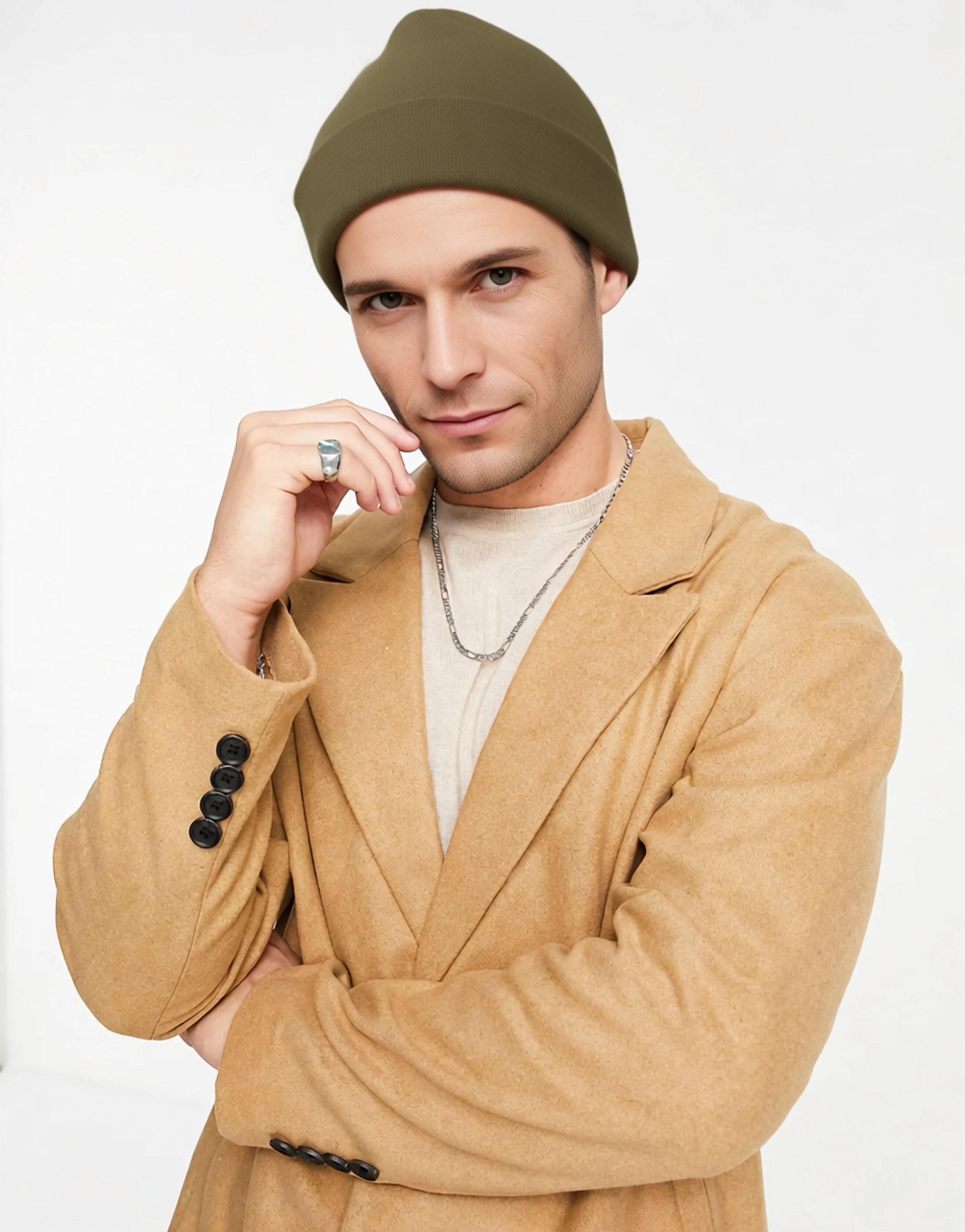 Mens New Look Relaxed Overcoat In Camel