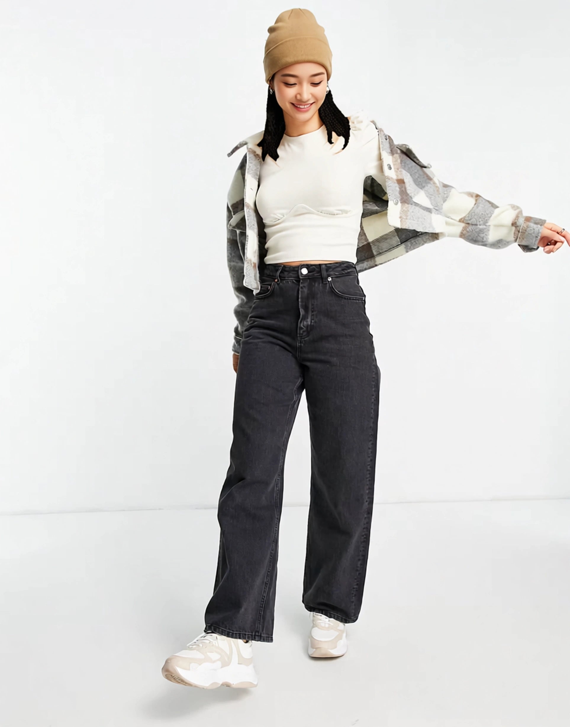Womens Monki Bustier Detail Long Sleeve Top In Cream