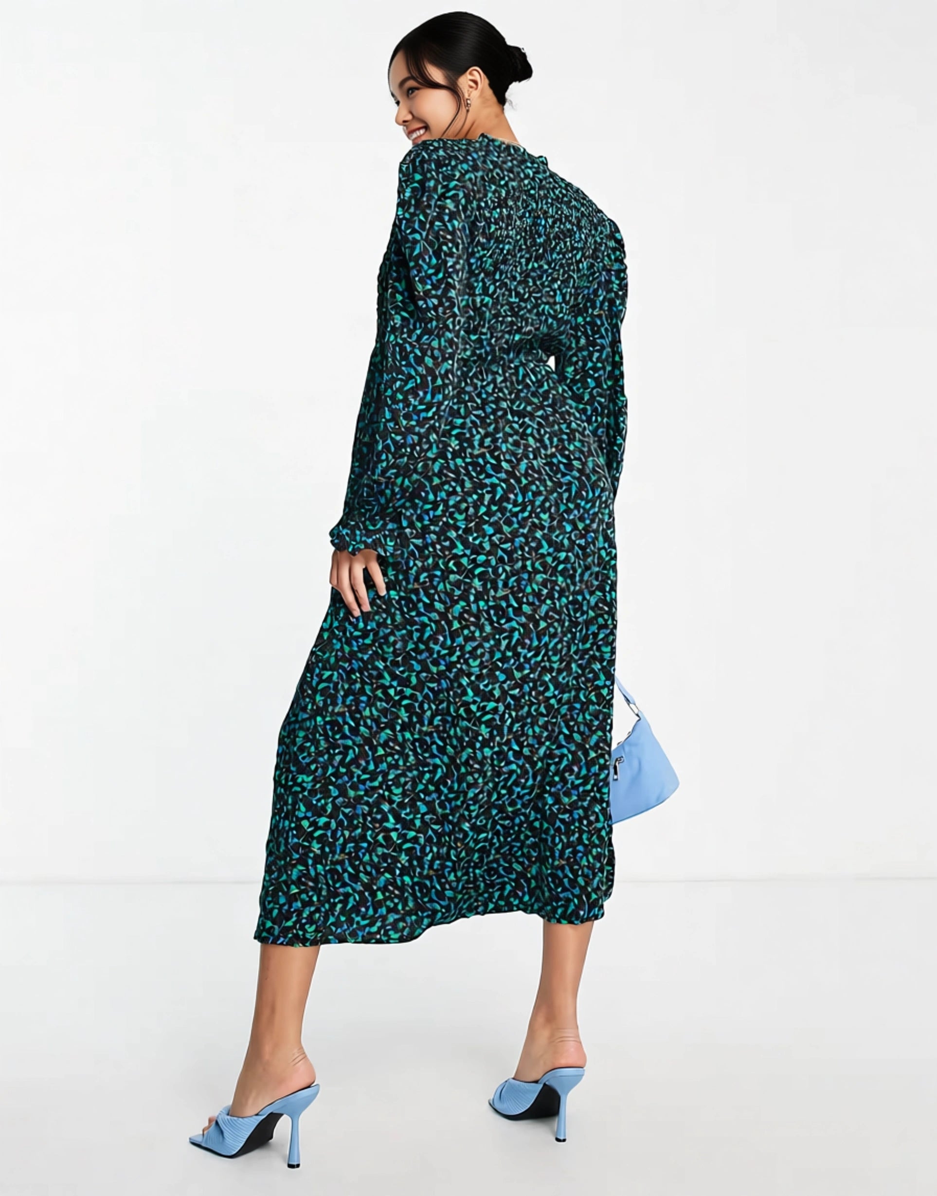 Womens Little Mistress Maternity By Vogue Williams Ditsy Print Long Sleeve Dress In Green