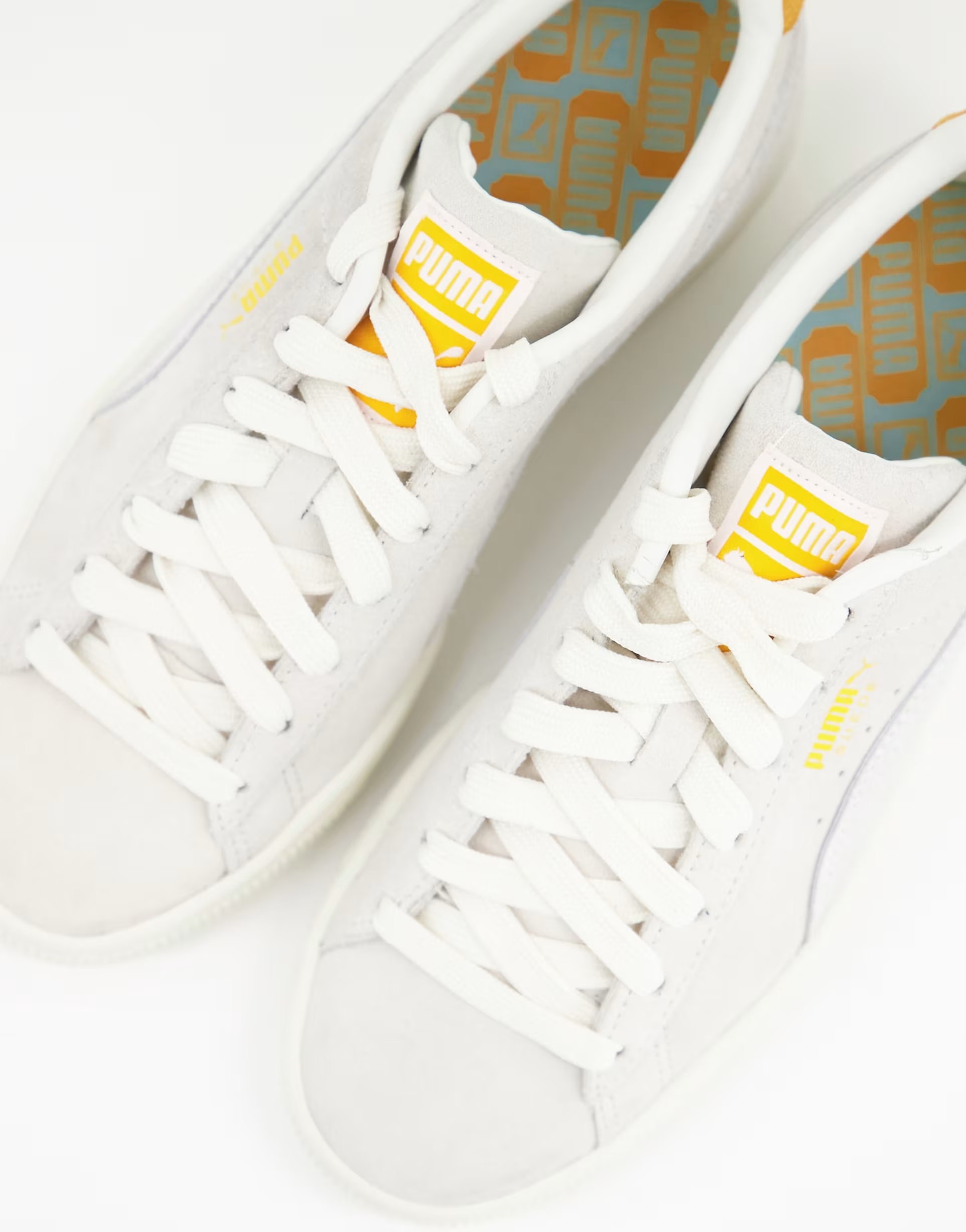 Puma Womens Suede Trainers In Off White Tones