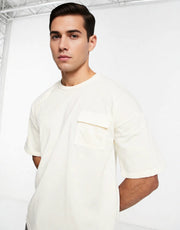 South Beach Mens Pocket T-Shirt in Cream