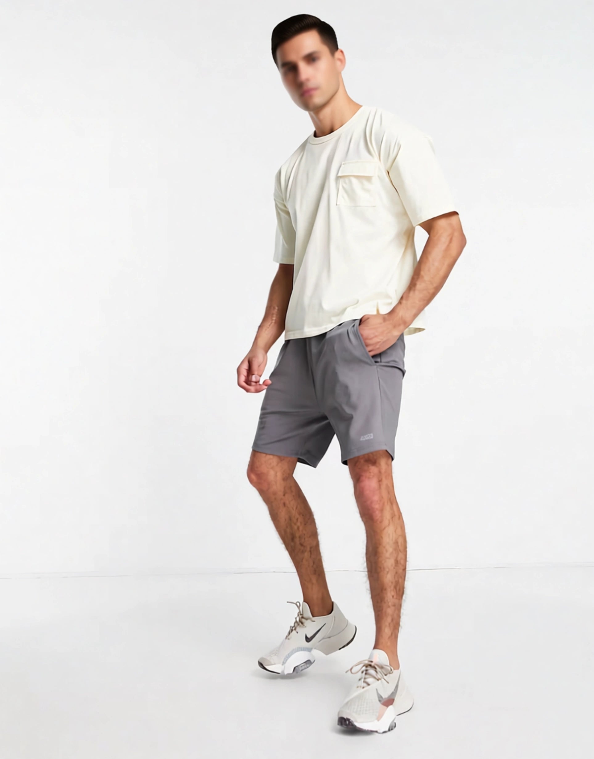 South Beach Mens Pocket T-Shirt in Cream