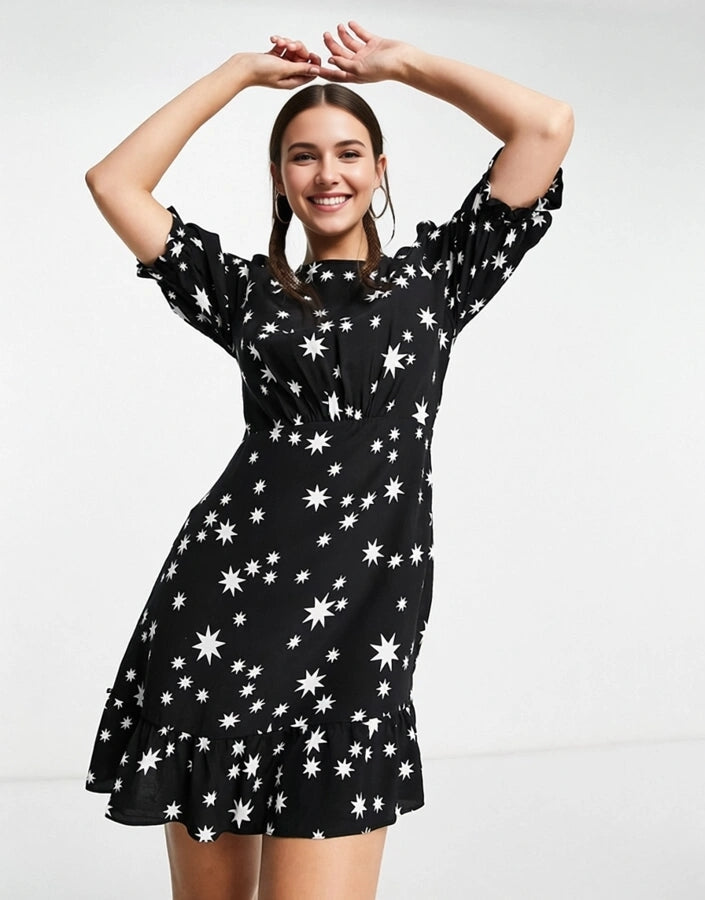 Nobody's Child Womens Nobodys' Serena Star Print Mini Dress In Black