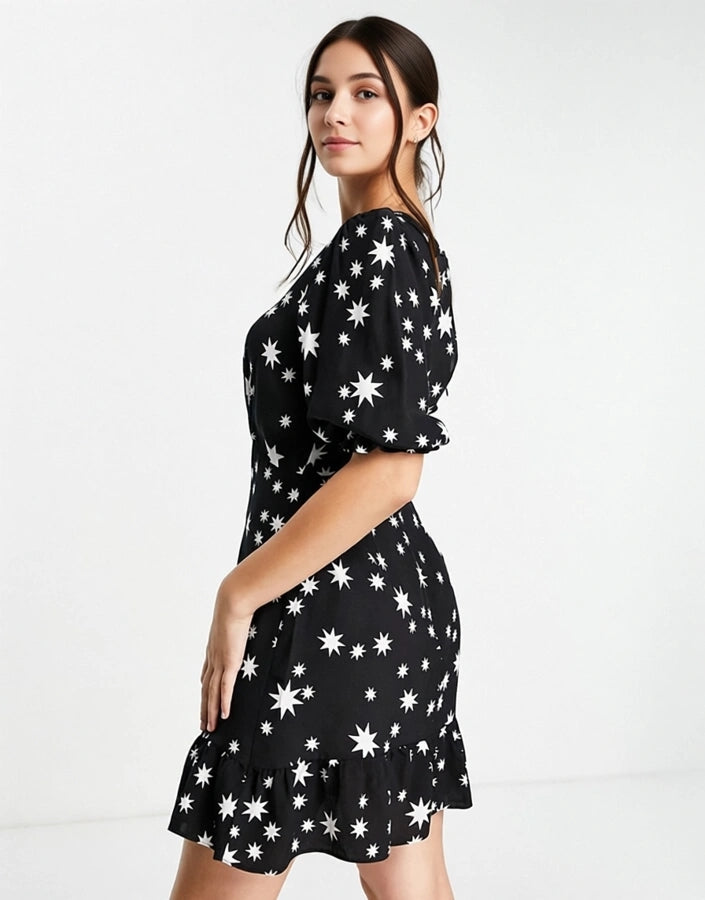 Nobody's Child Womens Nobodys' Serena Star Print Mini Dress In Black