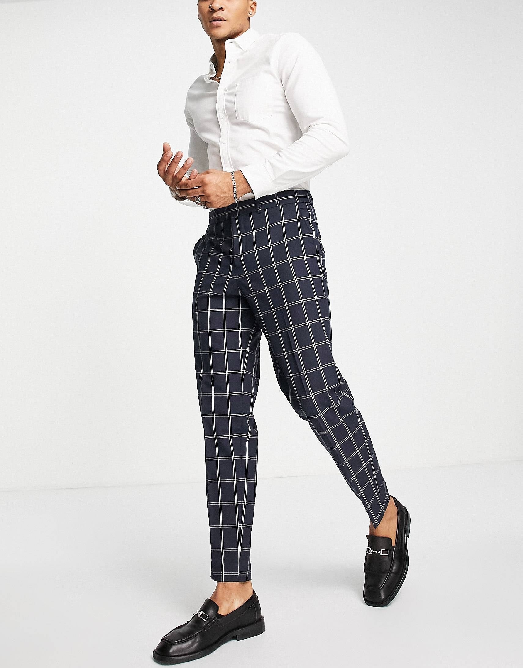 Mens tapered 2024 smart trousers