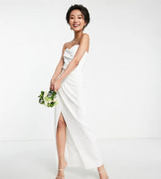 Womens Tfnc Tall Bridal Bandeu Wrap Maxi Dress In Ivory