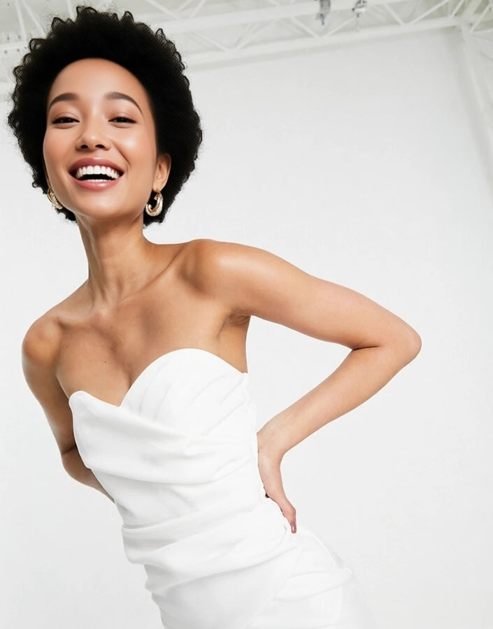 Womens Tfnc Tall Bridal Bandeu Wrap Maxi Dress In Ivory