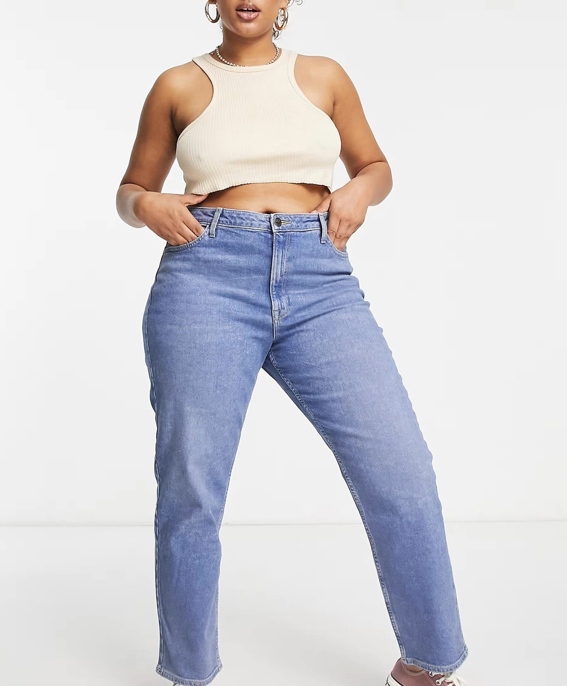 Lee Plus Womens Retro Skinny Jeans in Light Luna Blue