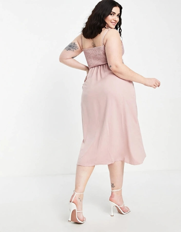 Little Mistress Women's Bridesmaid Plus Satin Wrap Dress In Pink