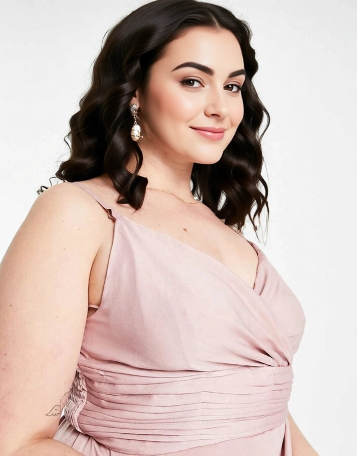 Little Mistress Women's Bridesmaid Plus Satin Wrap Dress In Pink
