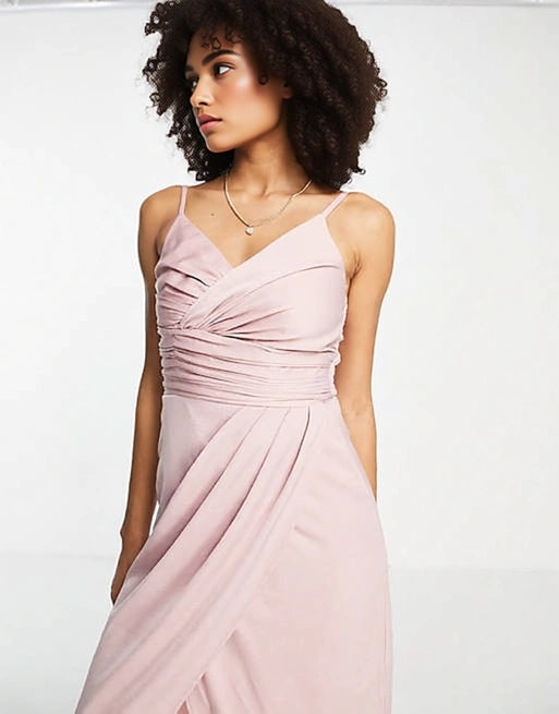 Little Mistress Women's Bridesmaid Plus Satin Wrap Dress In Pink