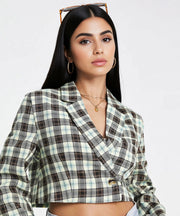 Missguided Petite Womens Co-Ord Cropped Blazer In Multi
