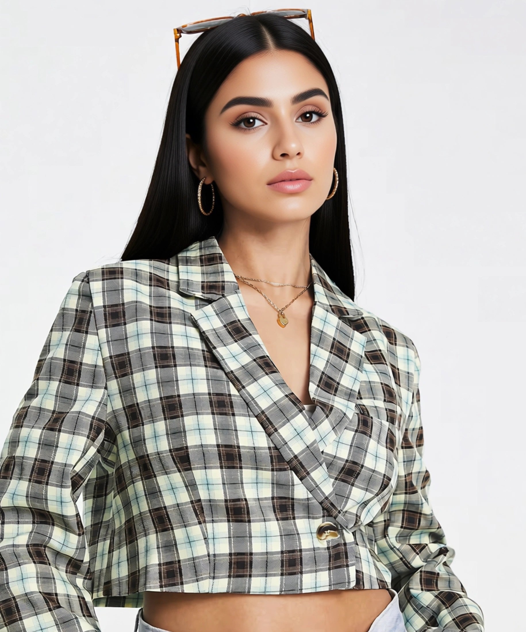 Missguided Petite Womens Co-Ord Cropped Blazer In Multi