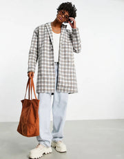 Bando Mens Check Overcoat