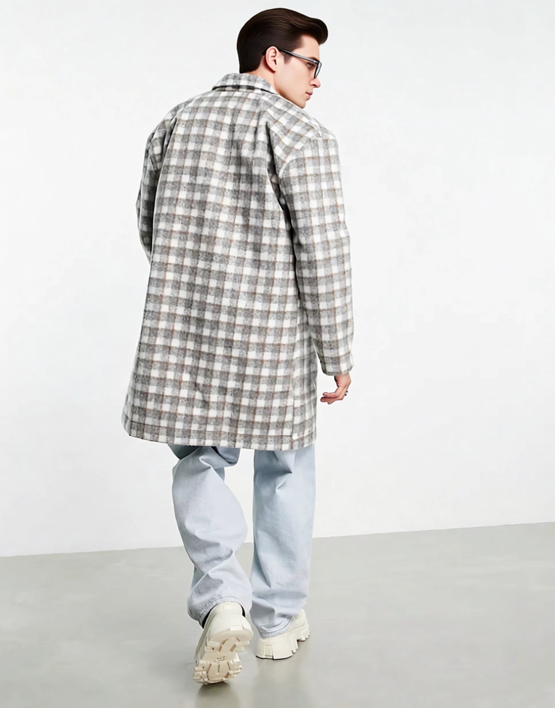 Bando Mens Check Overcoat