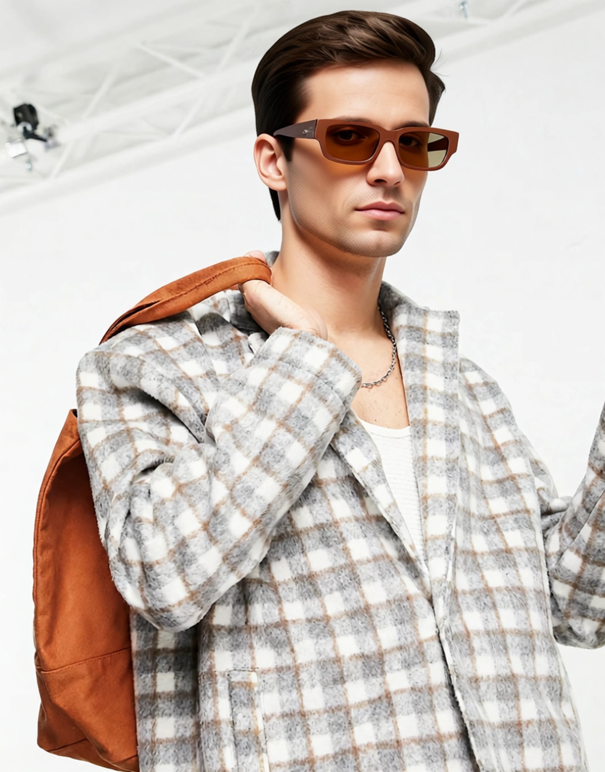 Bando Mens Check Overcoat
