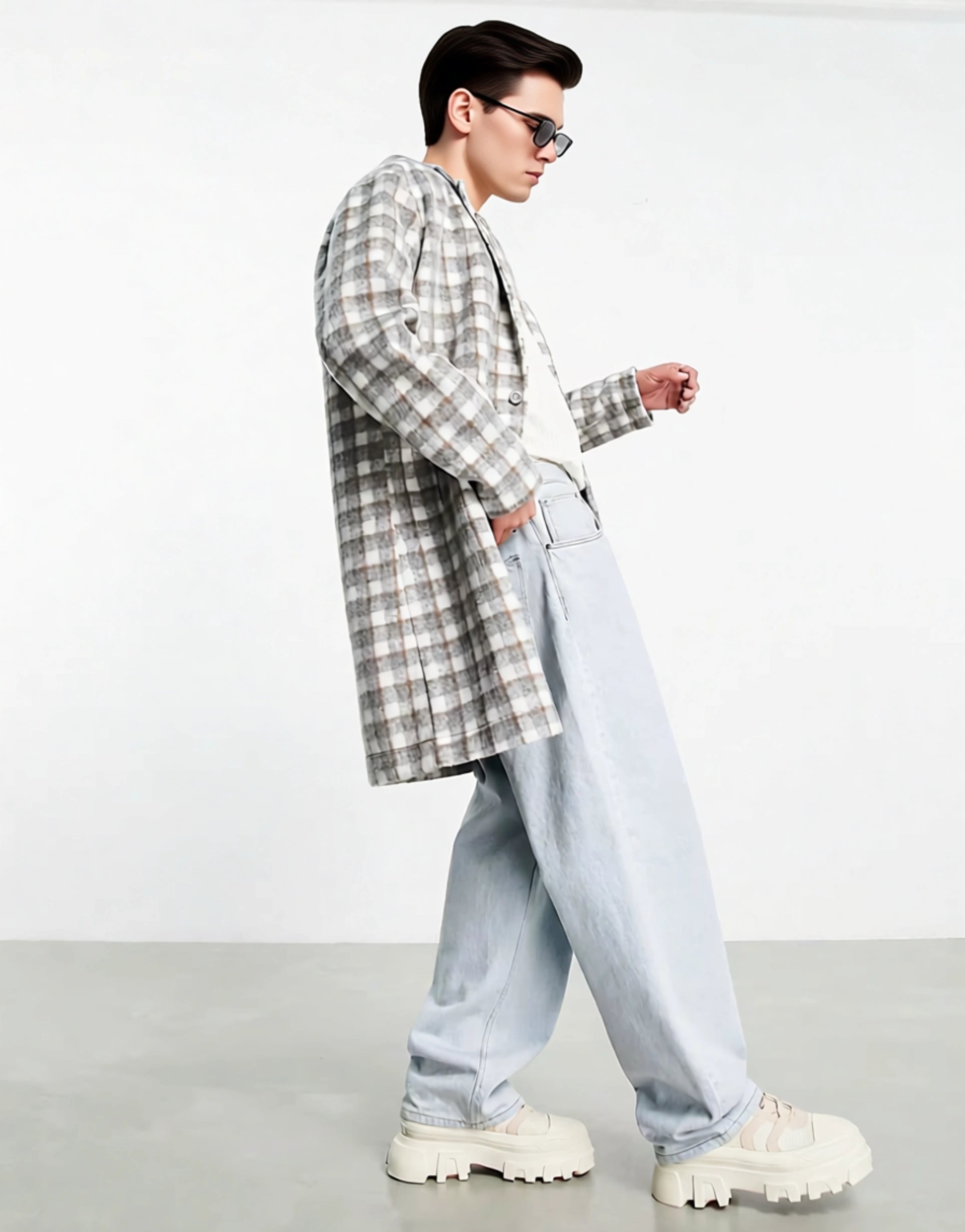 Bando Mens Check Overcoat