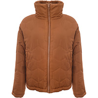 Womens Pimkie Borg Jacket With Contrast Panel Detail In Rust Brown