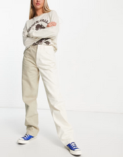 NA-KD X Josefine two tone straight leg jeans in beige