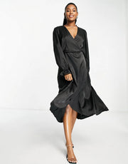 AX Paris Womens Wrap Front Midi Dress In Black