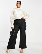 Pretty Lavish Curve Womens High Neck Organza Blouse in Champagne Metallic