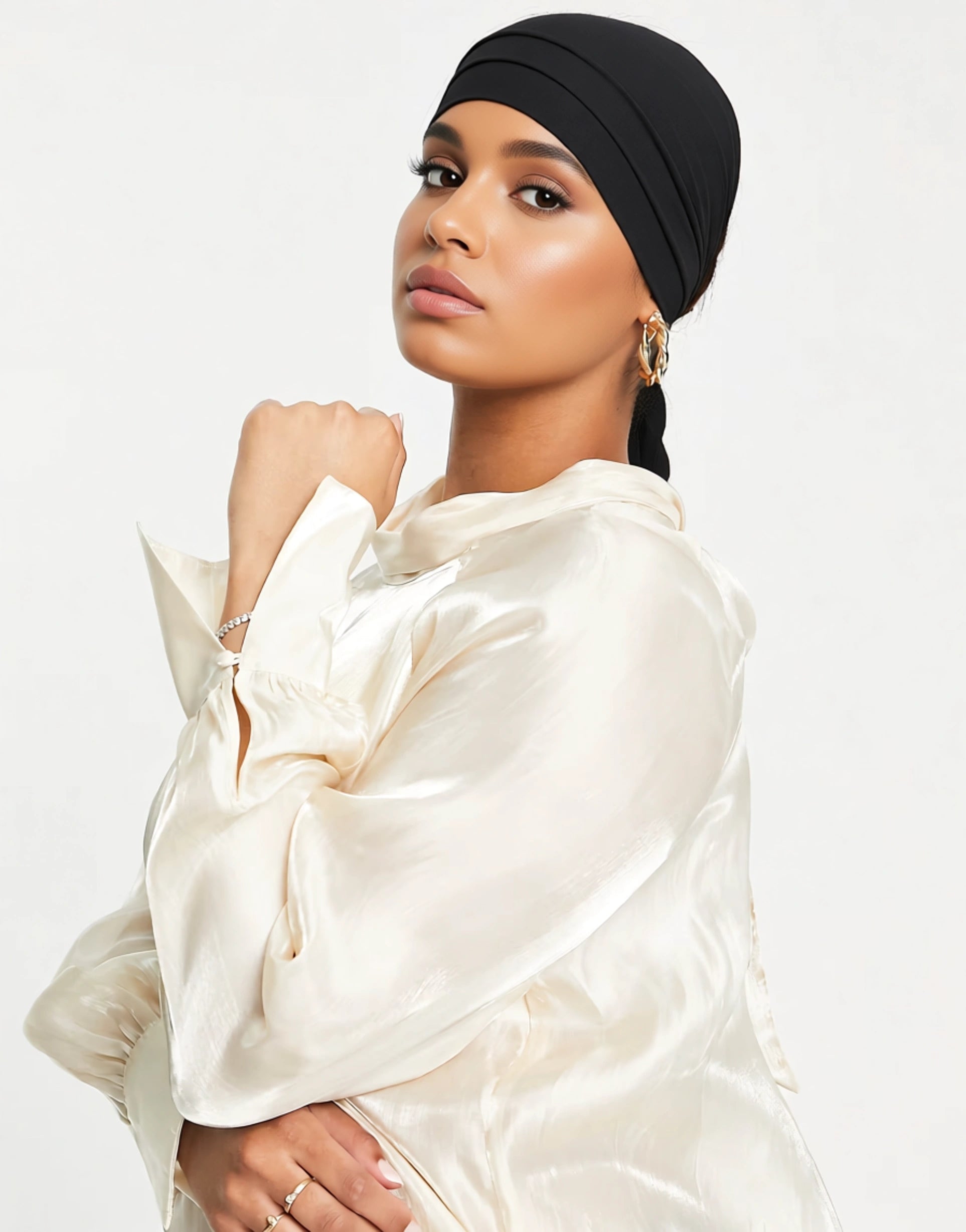 Pretty Lavish Curve Womens High Neck Organza Blouse in Champagne Metallic