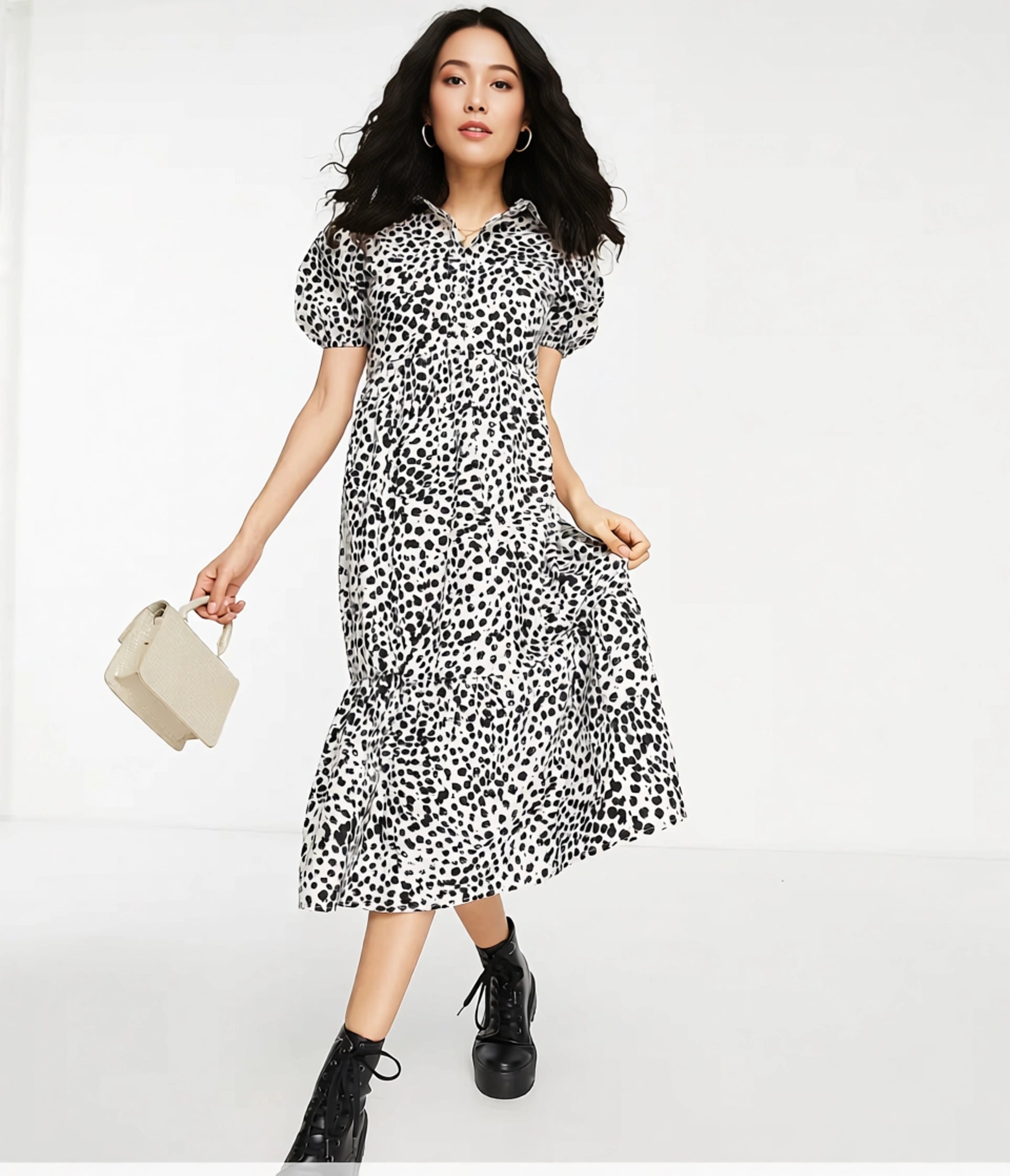 Womens Influence Midi Shirt Dress In Leopard Print