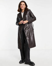Urban Revivo Womens Faux Leather Coat In Brown