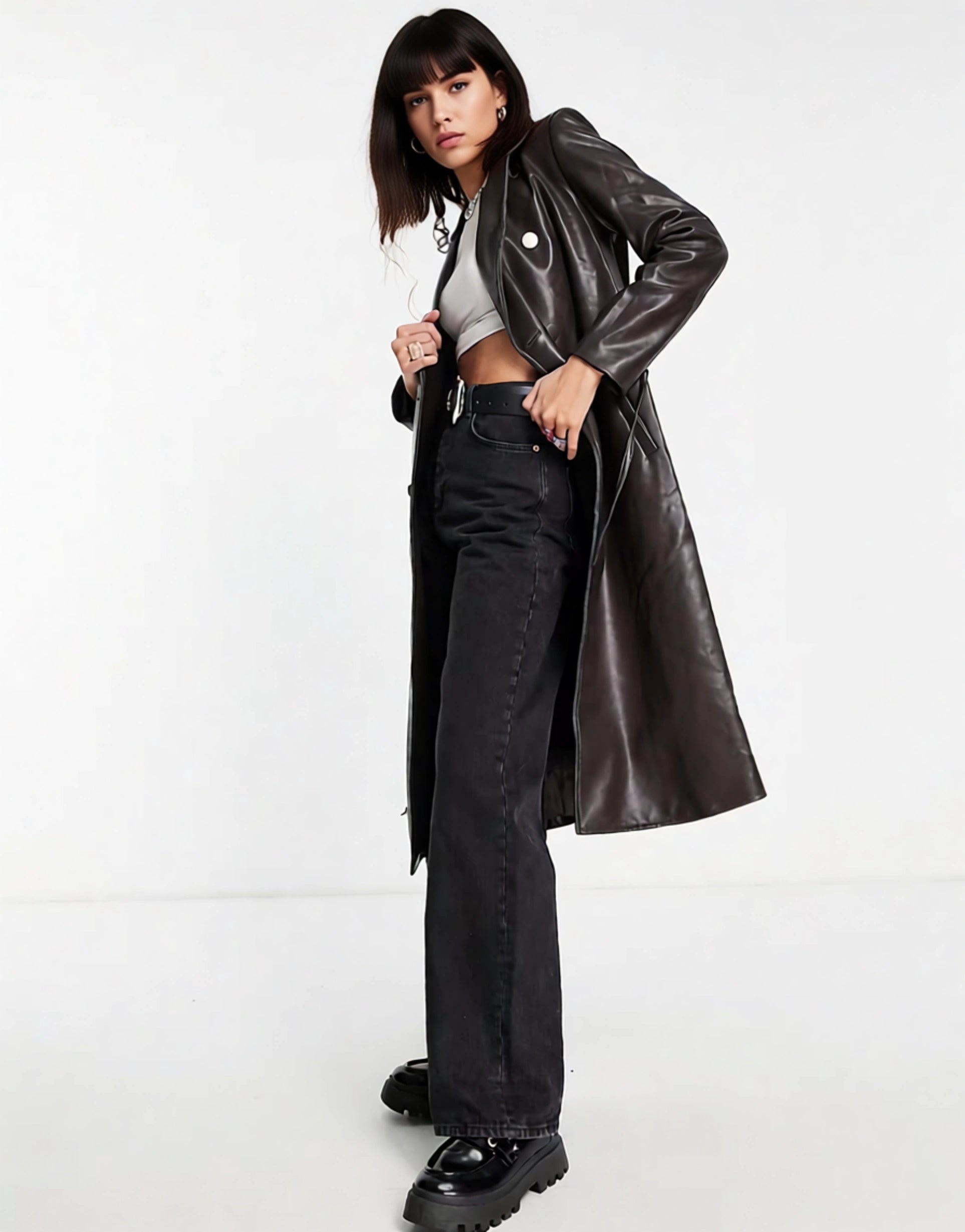 Urban Revivo Womens Faux Leather Coat In Brown