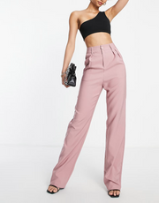 4th & Reckless Tall Womens + Wide Leg Suit Trousers in Mink In Pink
