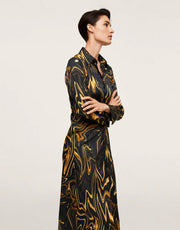 Mango Womens Long Sleeved Midi Shirt Dress in Retro Print