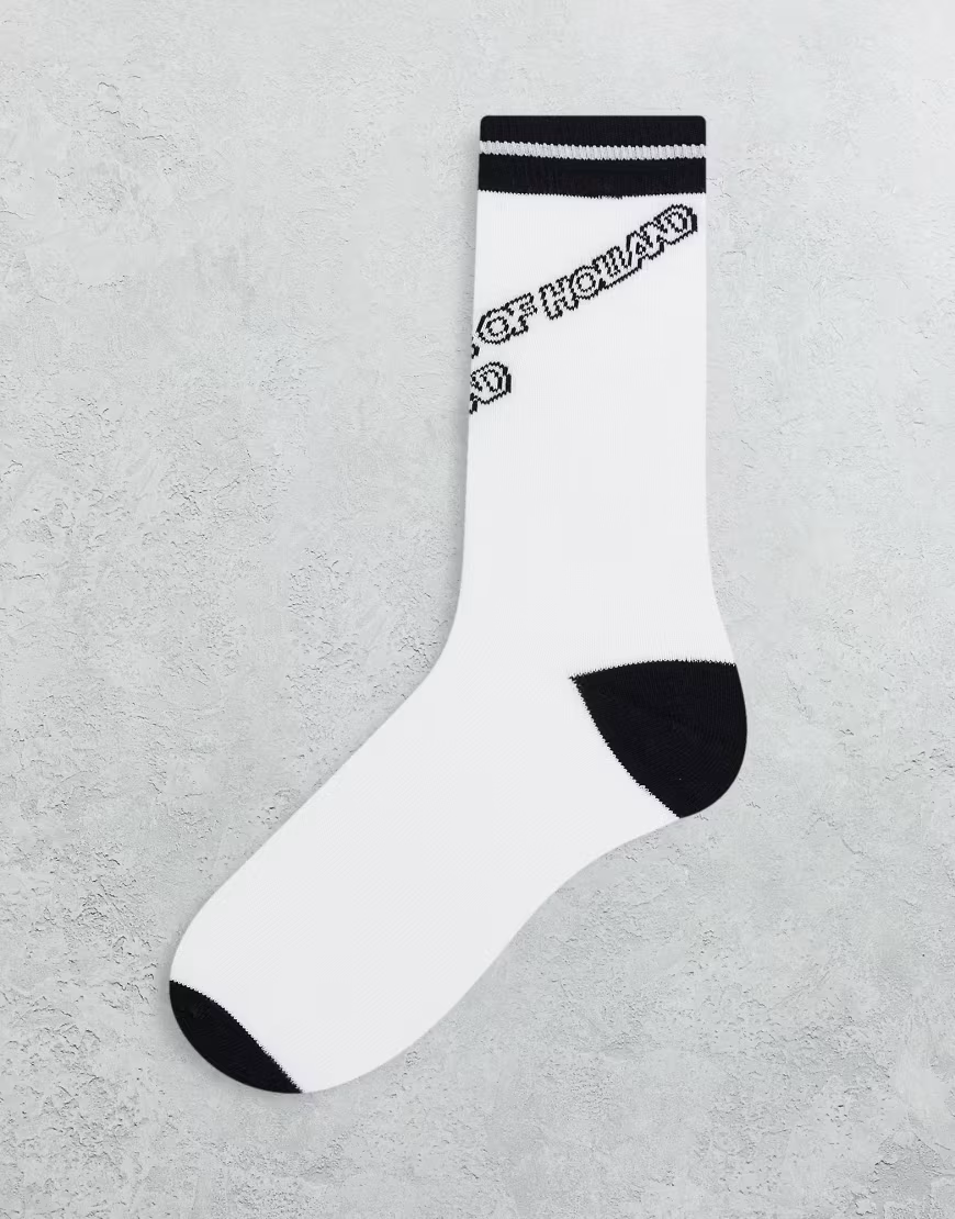House of Holland Womens Logo Socks in Black And White