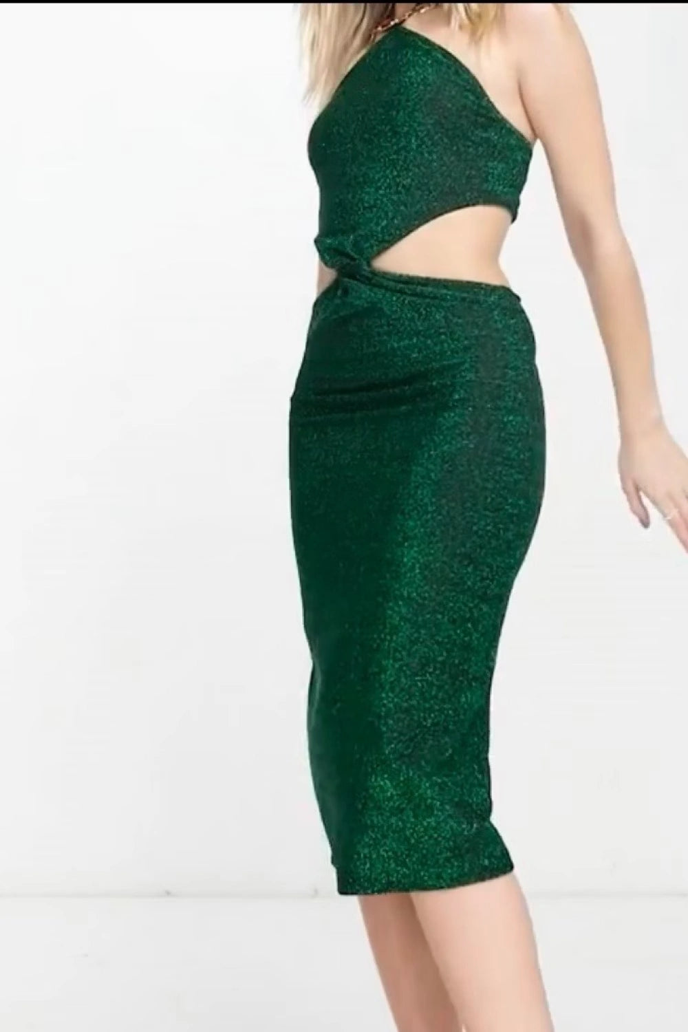 House of Holland Womens Glittery Cut-Out Halterneck Dress In Green