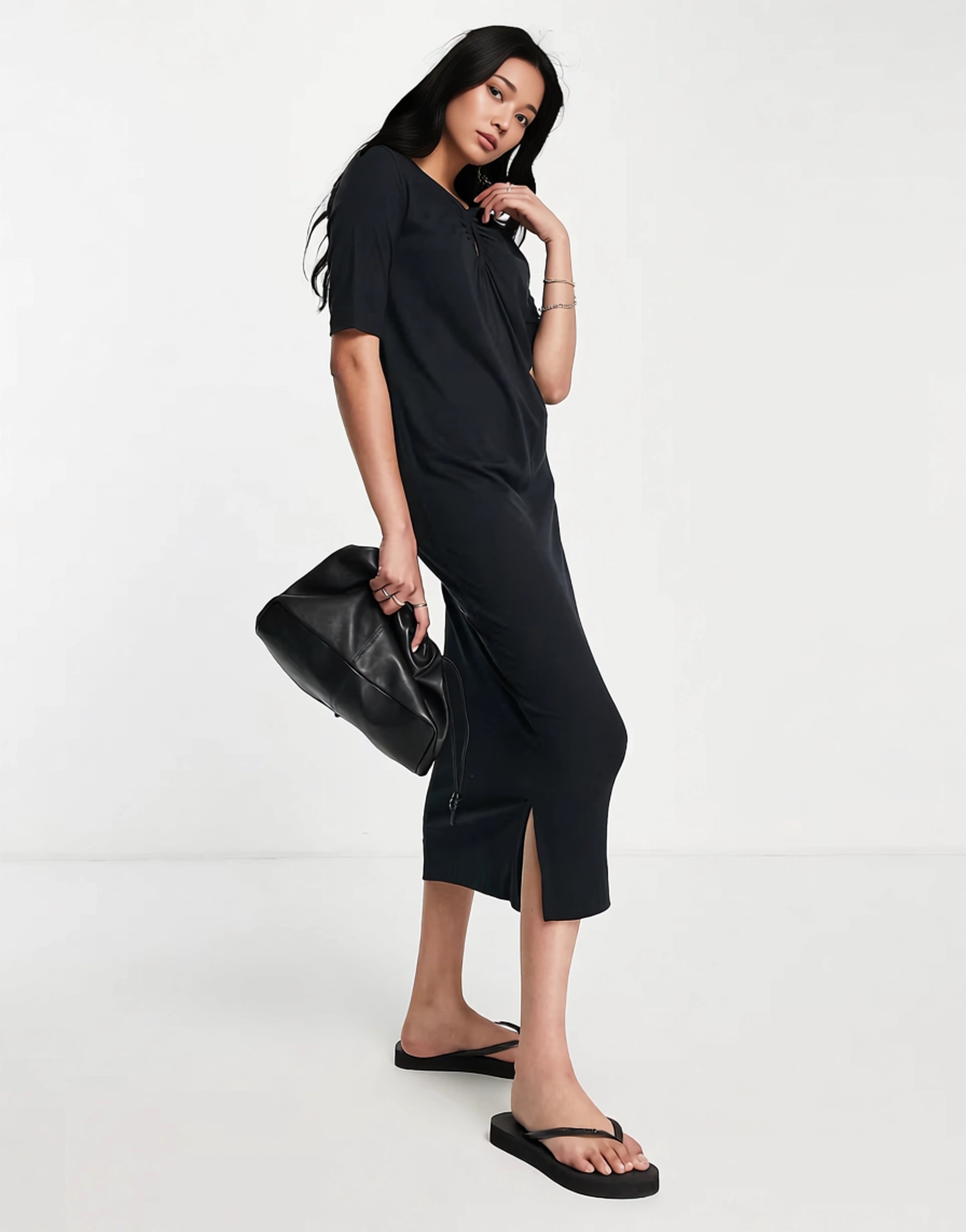 Womens Whistles Short Sleeve Midi T-Shirt Dress With Keyhole Detail