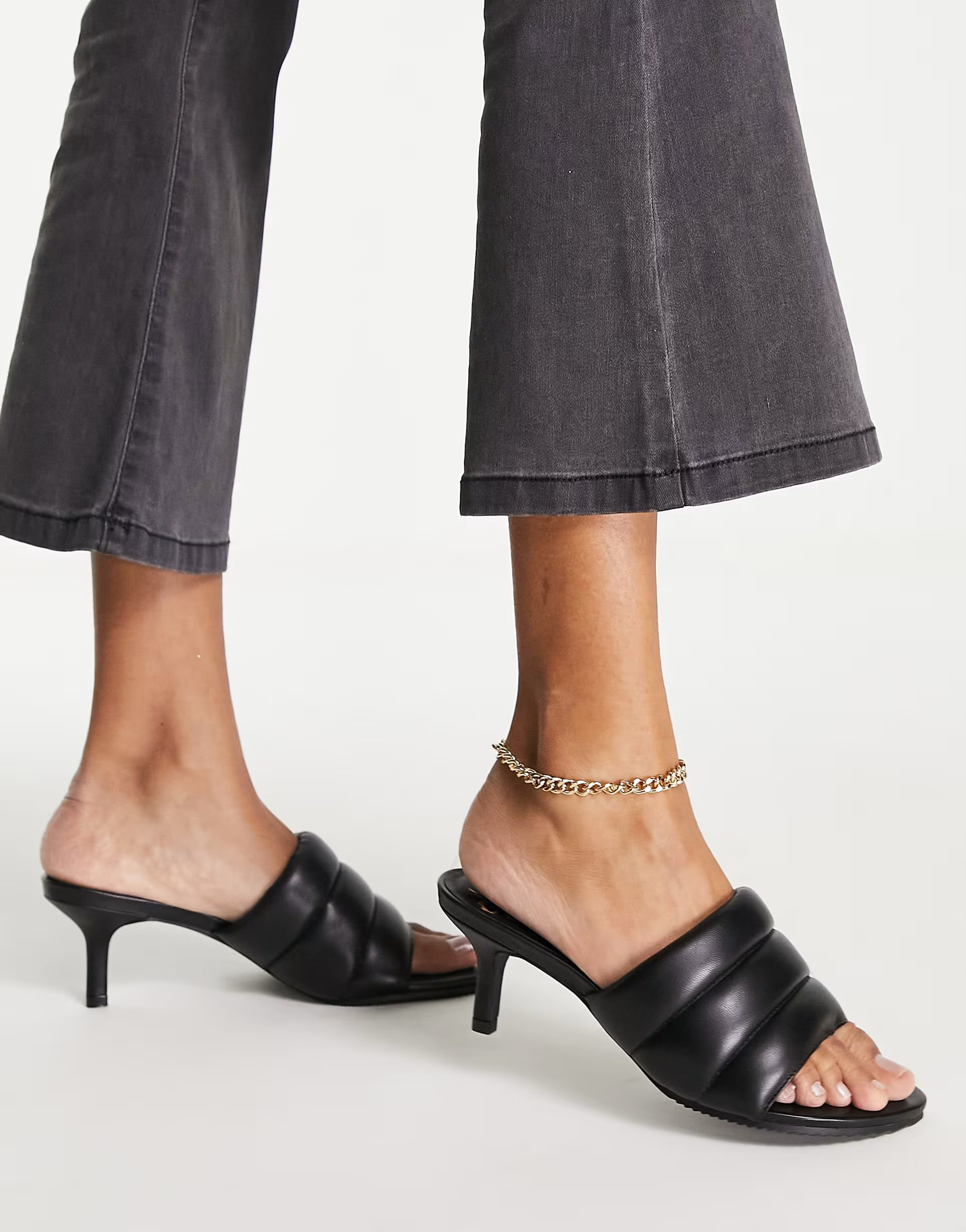 Ted Baker Lyna padded heeled mule sandal in black