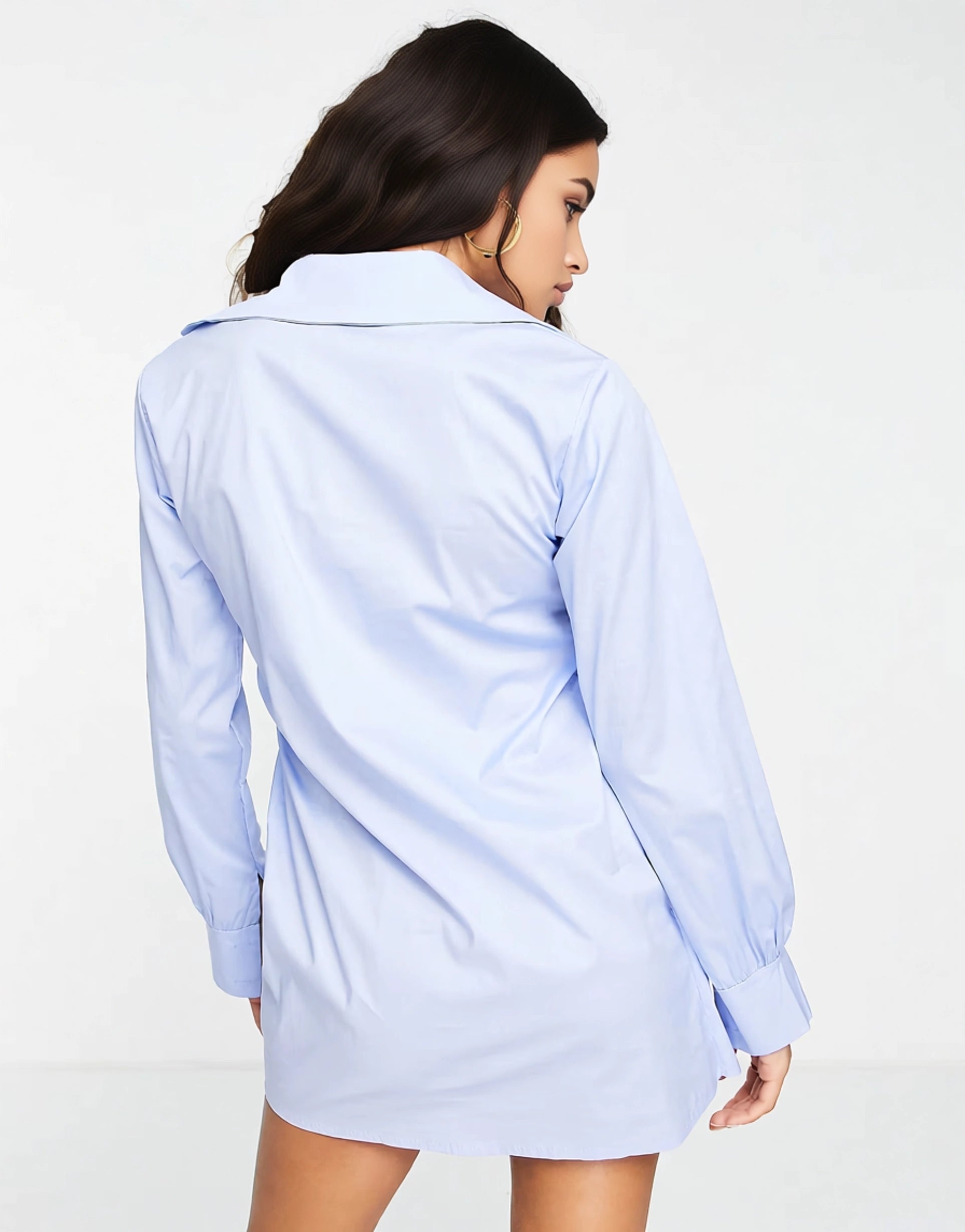 I Saw It First Womens Buckle Detail Shirt Dress in Chambray Blue
