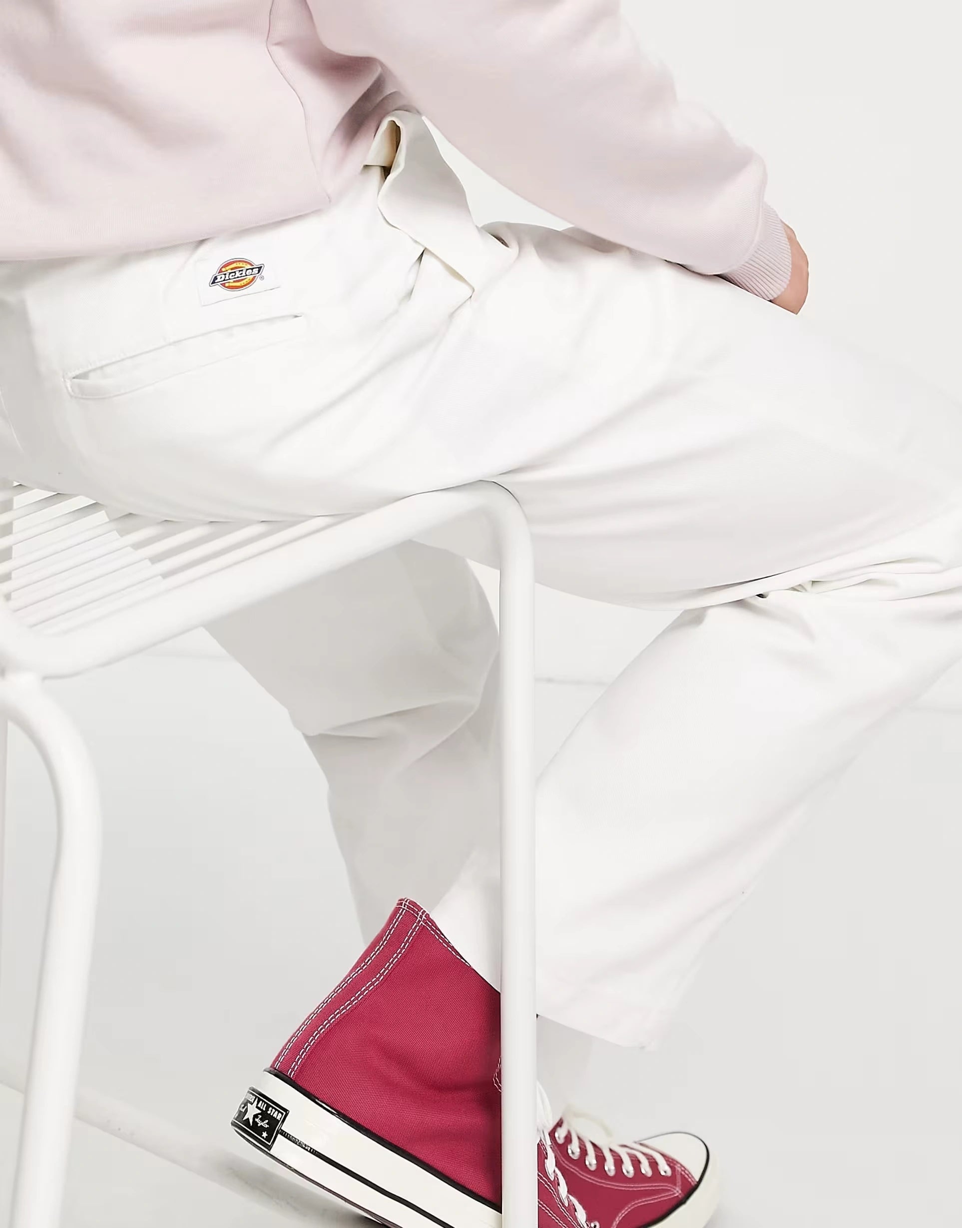 Mens Dickies 874 Work Trousers In White Straight Fit