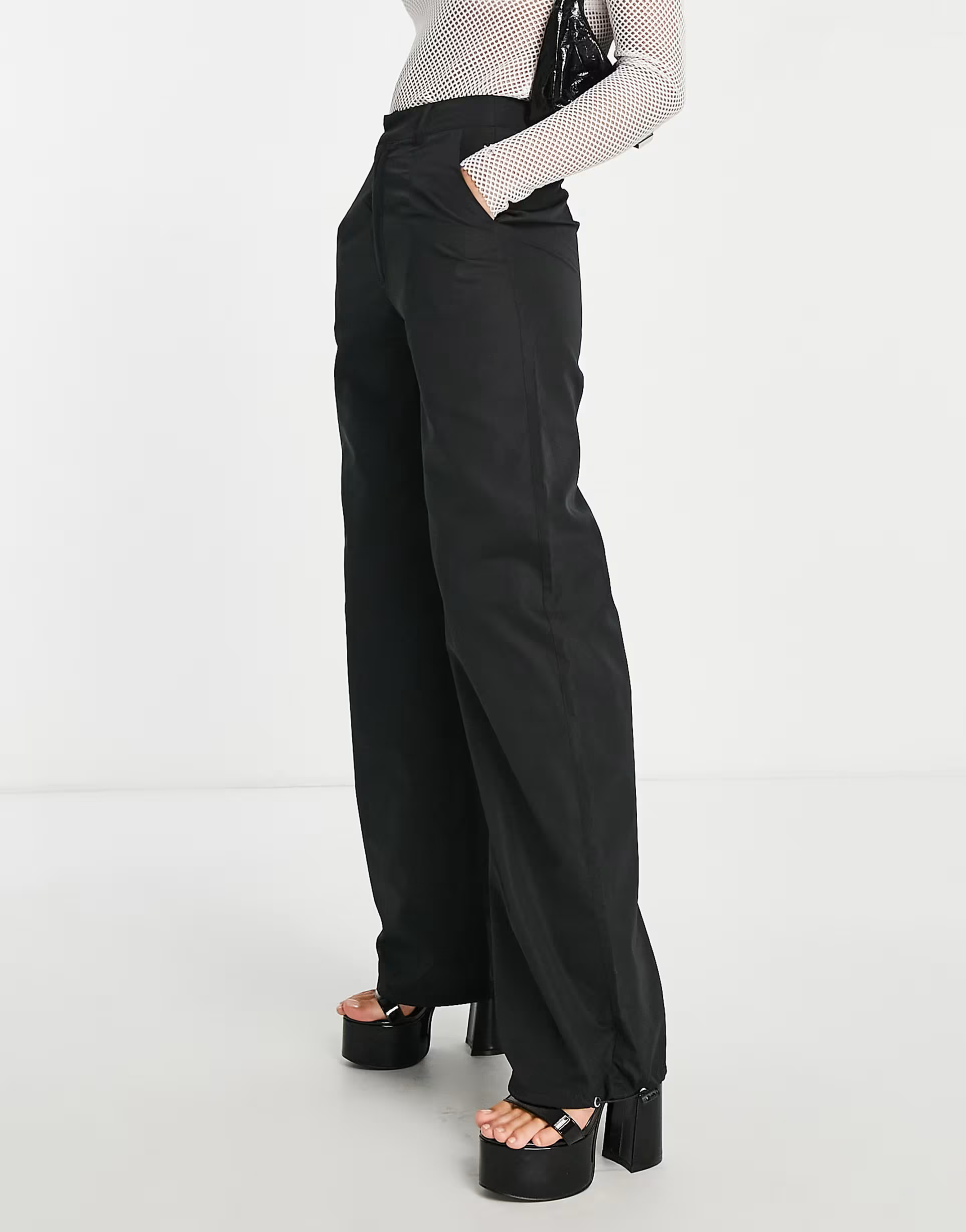 Public Desire Womens Wide Leg Trousers In Black